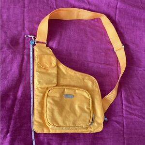 Baggallini Yellow Crossbody Mini Bag with Zip Pockets Travel Pockets Long Strap